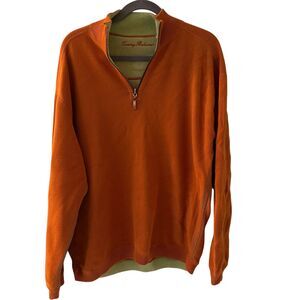 Tommy Bahama Men's Orange 1/4 Zip Cotton Pullover Sweater‎ Size M